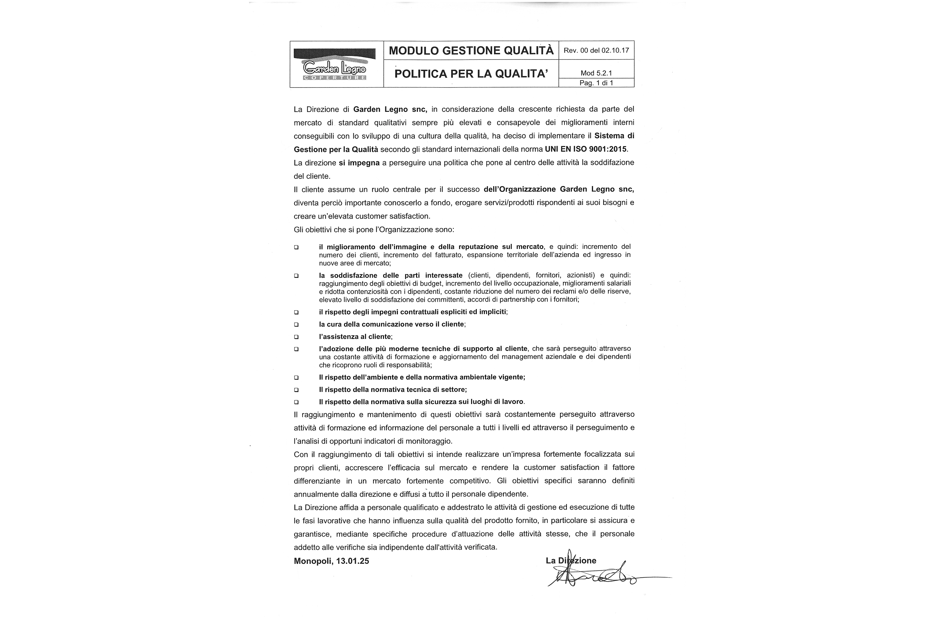  <span class="lte-header lte-h5"> Politica qualità </span> 